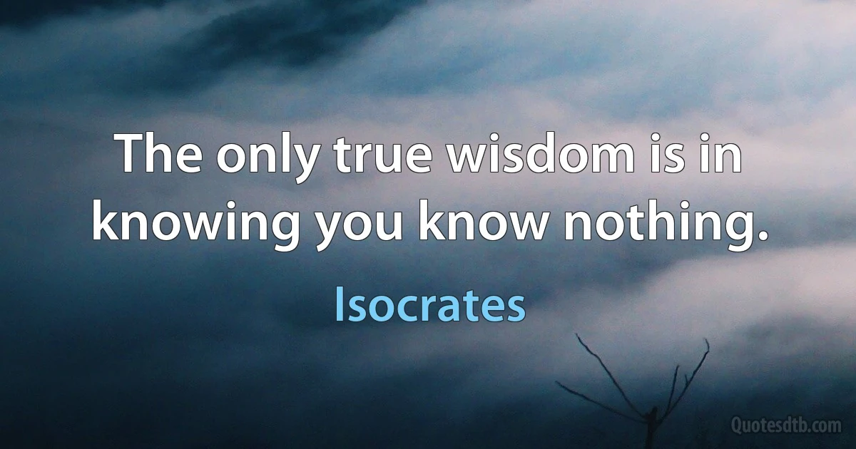 The only true wisdom is in knowing you know nothing. (Isocrates)