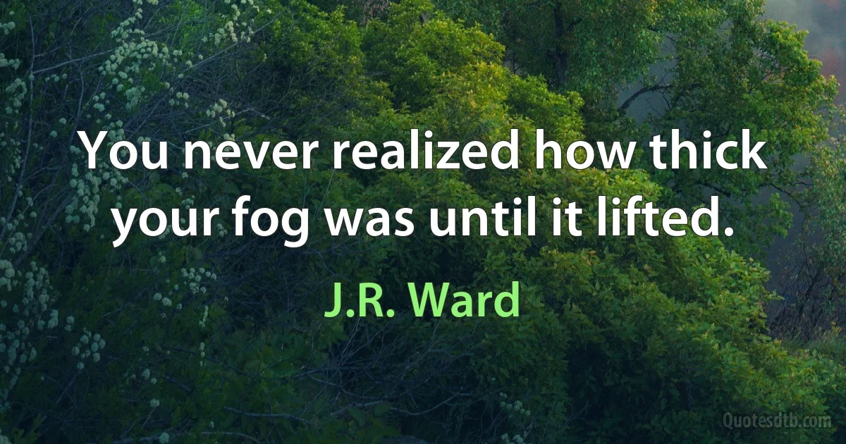 You never realized how thick your fog was until it lifted. (J.R. Ward)