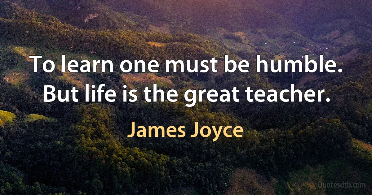 To learn one must be humble. But life is the great teacher. (James Joyce)