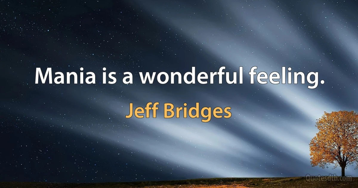 Mania is a wonderful feeling. (Jeff Bridges)