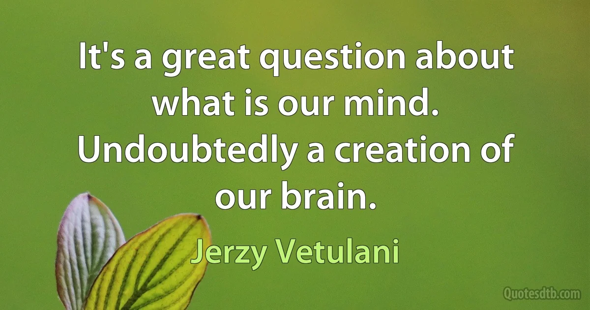 It's a great question about what is our mind. Undoubtedly a creation of our brain. (Jerzy Vetulani)