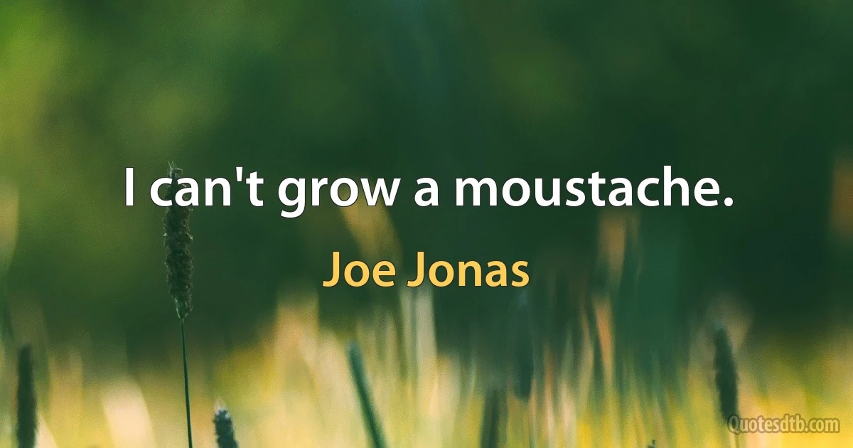 I can't grow a moustache. (Joe Jonas)