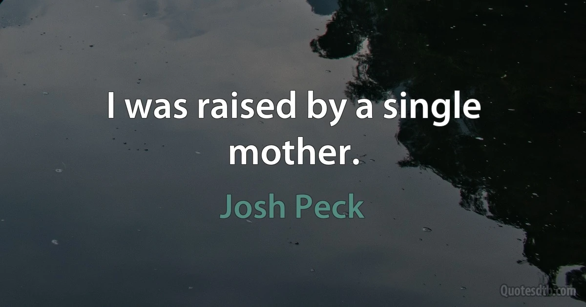 I was raised by a single mother. (Josh Peck)