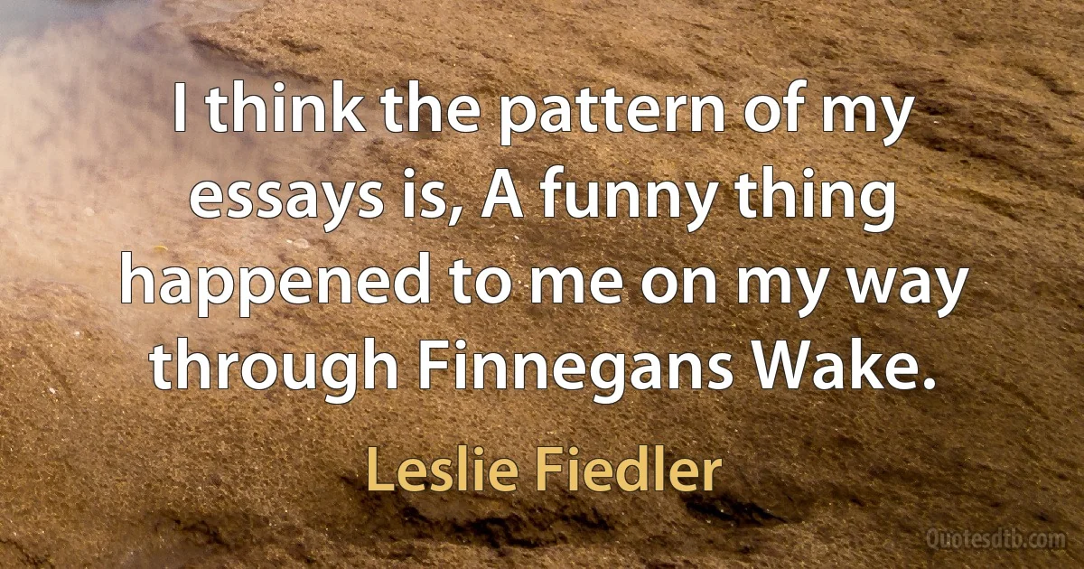 I think the pattern of my essays is, A funny thing happened to me on my way through Finnegans Wake. (Leslie Fiedler)