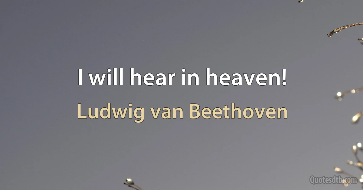 I will hear in heaven! (Ludwig van Beethoven)