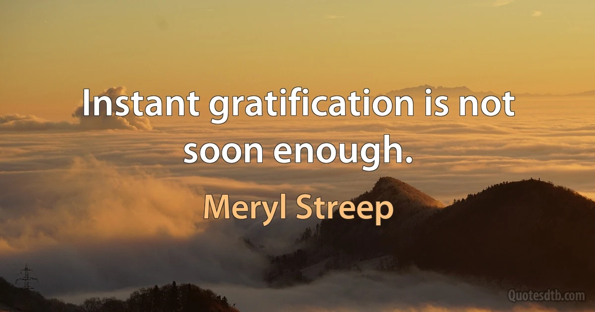 Instant gratification is not soon enough. (Meryl Streep)