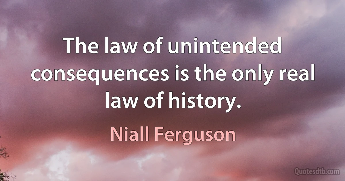 The law of unintended consequences is the only real law of history. (Niall Ferguson)