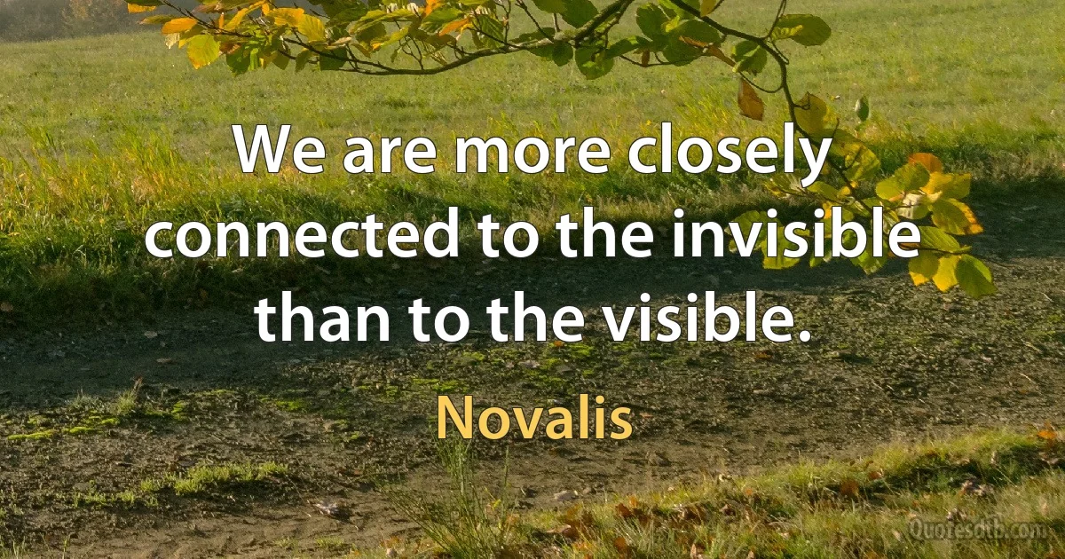 We are more closely connected to the invisible than to the visible. (Novalis)