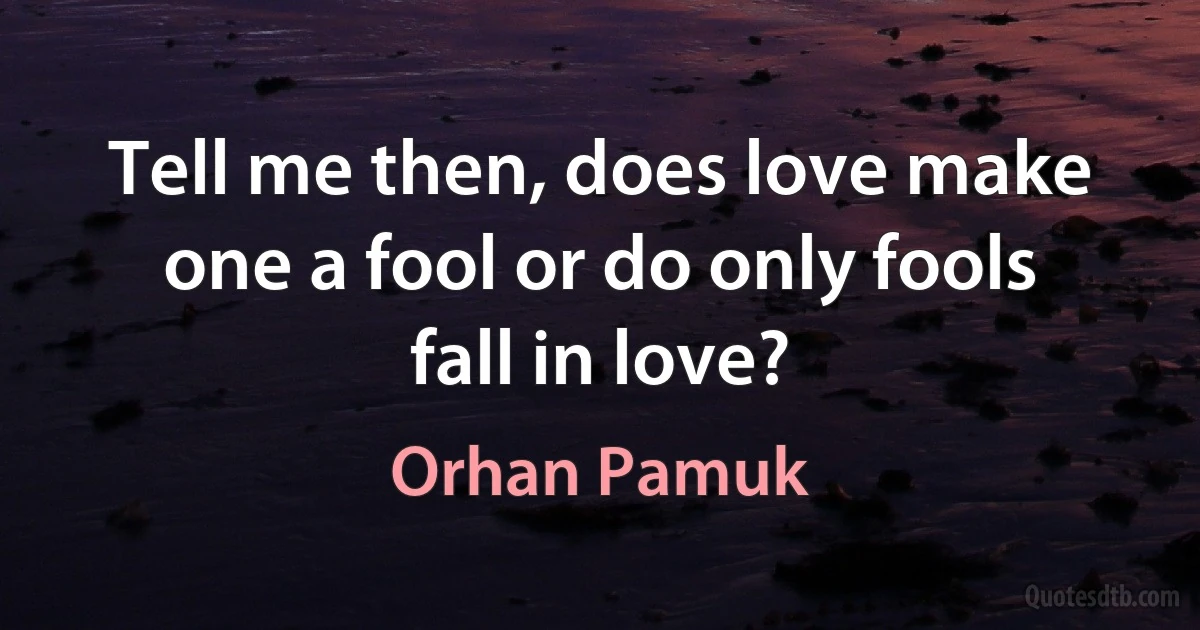 Tell me then, does love make one a fool or do only fools fall in love? (Orhan Pamuk)