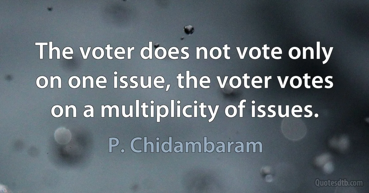 The voter does not vote only on one issue, the voter votes on a multiplicity of issues. (P. Chidambaram)