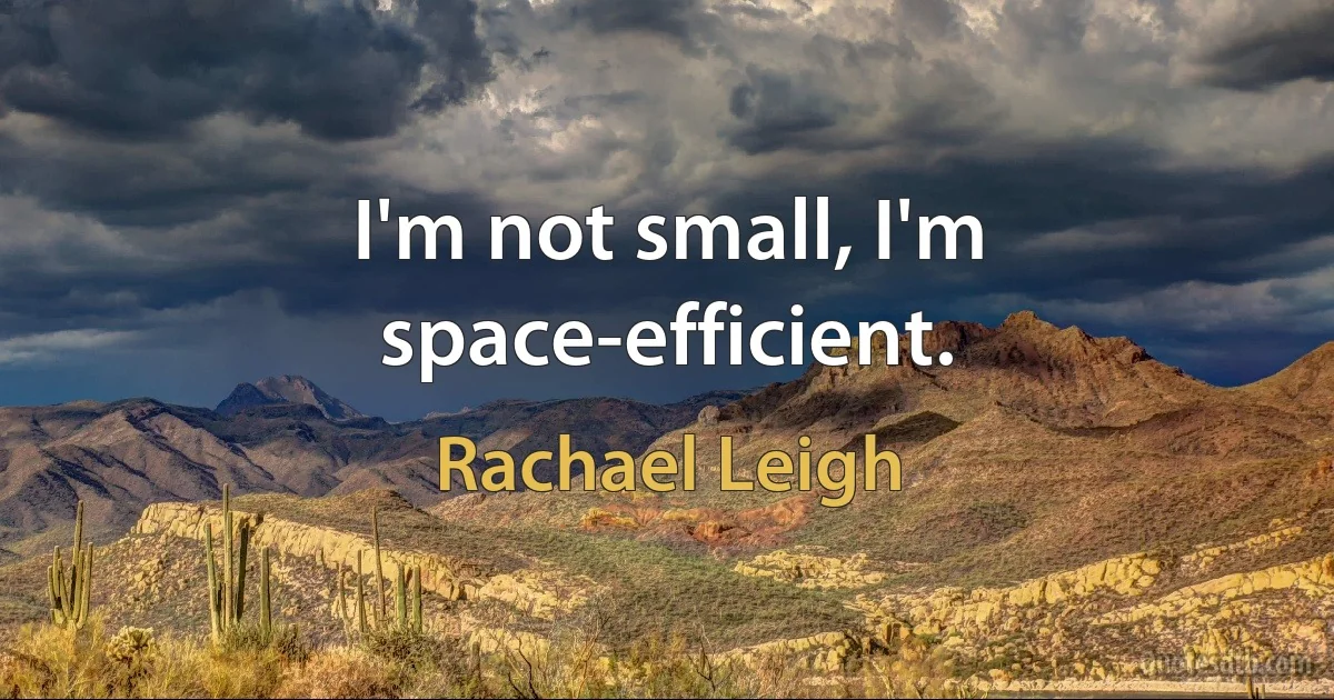 I'm not small, I'm space-efficient. (Rachael Leigh)