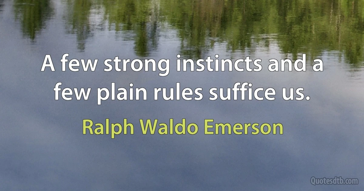 A few strong instincts and a few plain rules suffice us. (Ralph Waldo Emerson)