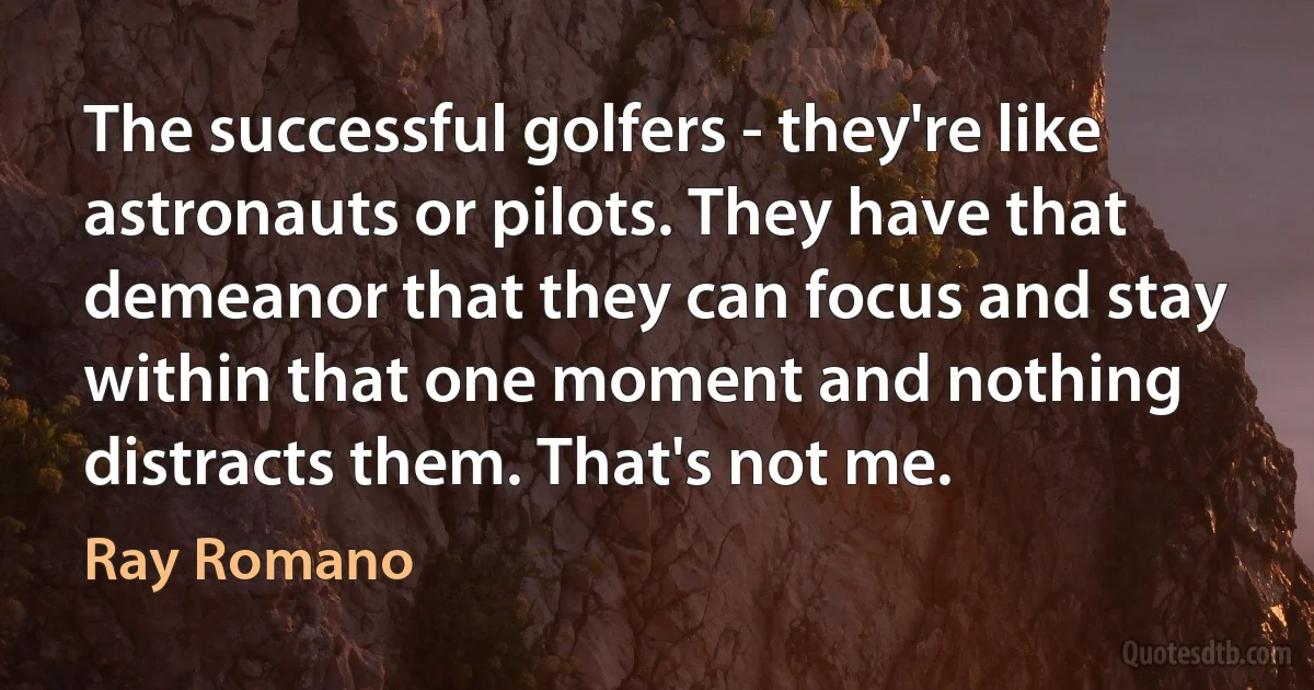 The successful golfers - they're like astronauts or pilots. They have that demeanor that they can focus and stay within that one moment and nothing distracts them. That's not me. (Ray Romano)