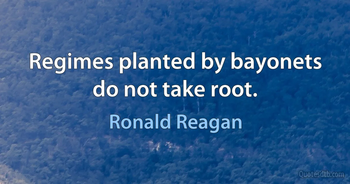 Regimes planted by bayonets do not take root. (Ronald Reagan)