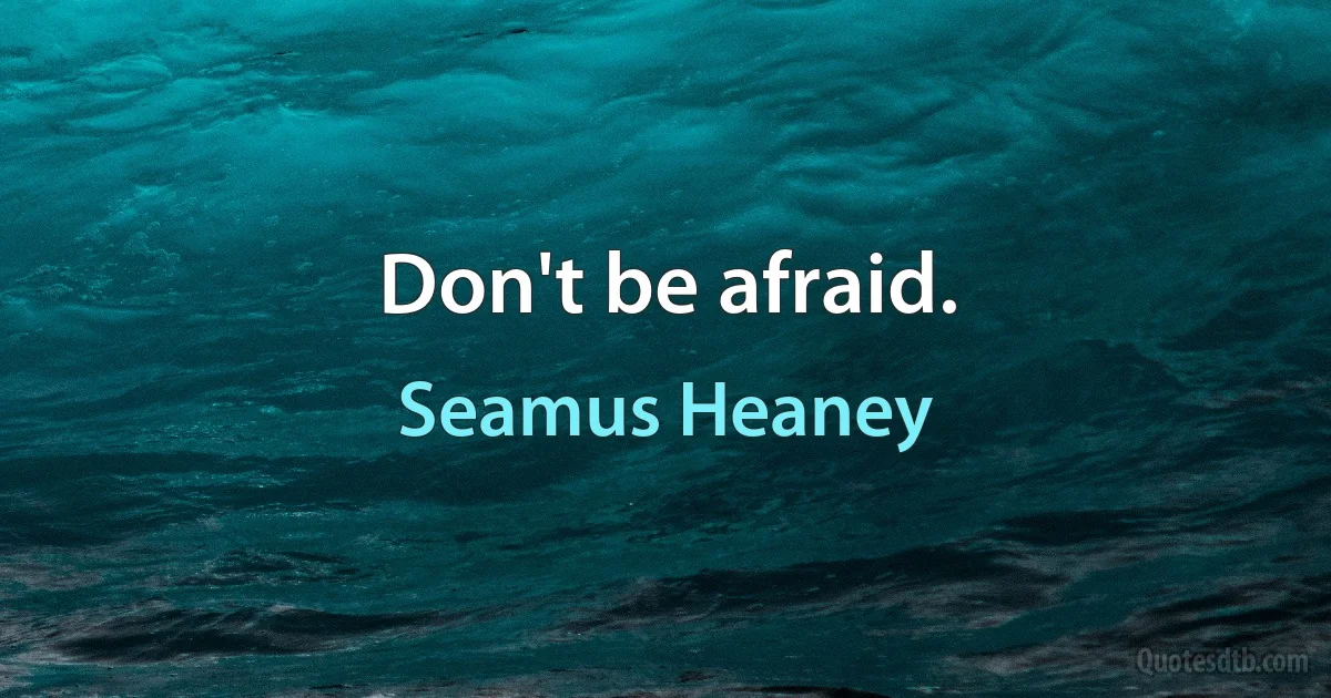 Don't be afraid. (Seamus Heaney)