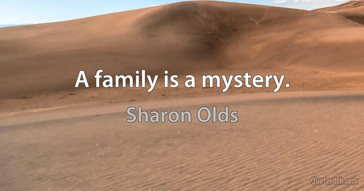 A family is a mystery. (Sharon Olds)