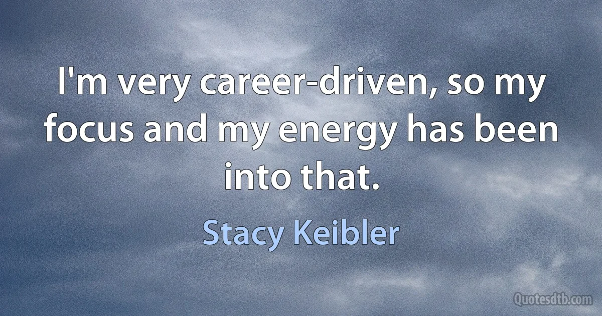 I'm very career-driven, so my focus and my energy has been into that. (Stacy Keibler)