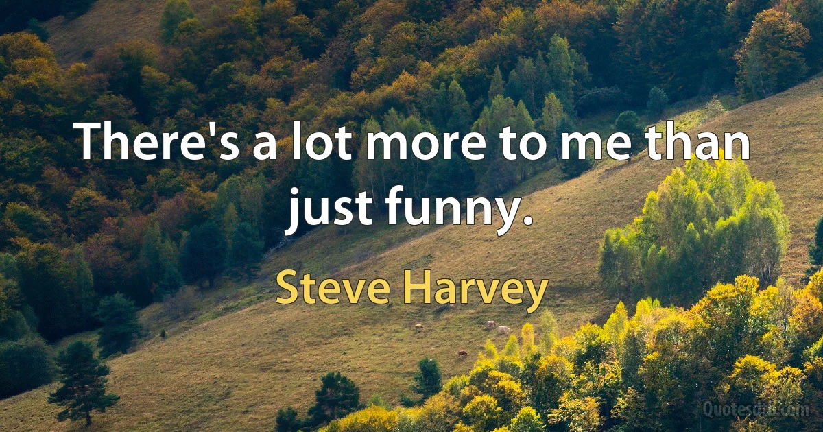 There's a lot more to me than just funny. (Steve Harvey)