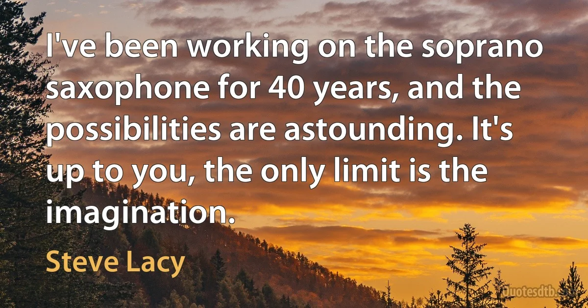 I've been working on the soprano saxophone for 40 years, and the possibilities are astounding. It's up to you, the only limit is the imagination. (Steve Lacy)