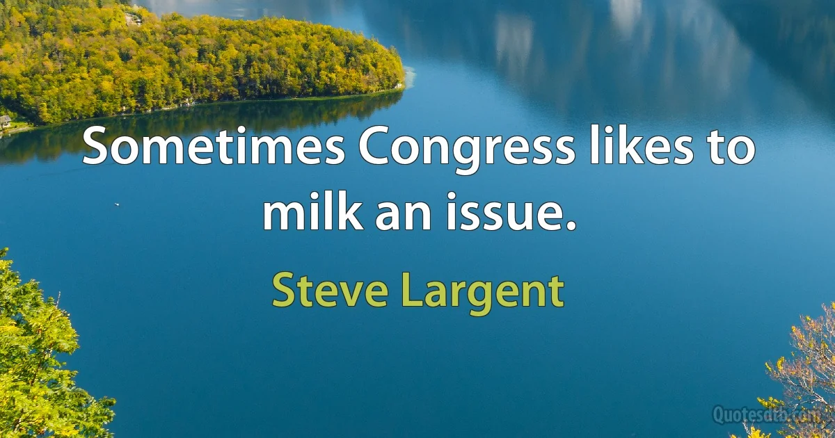 Sometimes Congress likes to milk an issue. (Steve Largent)