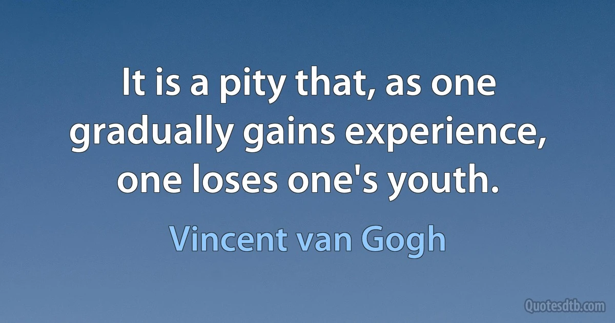 It is a pity that, as one gradually gains experience, one loses one's youth. (Vincent van Gogh)