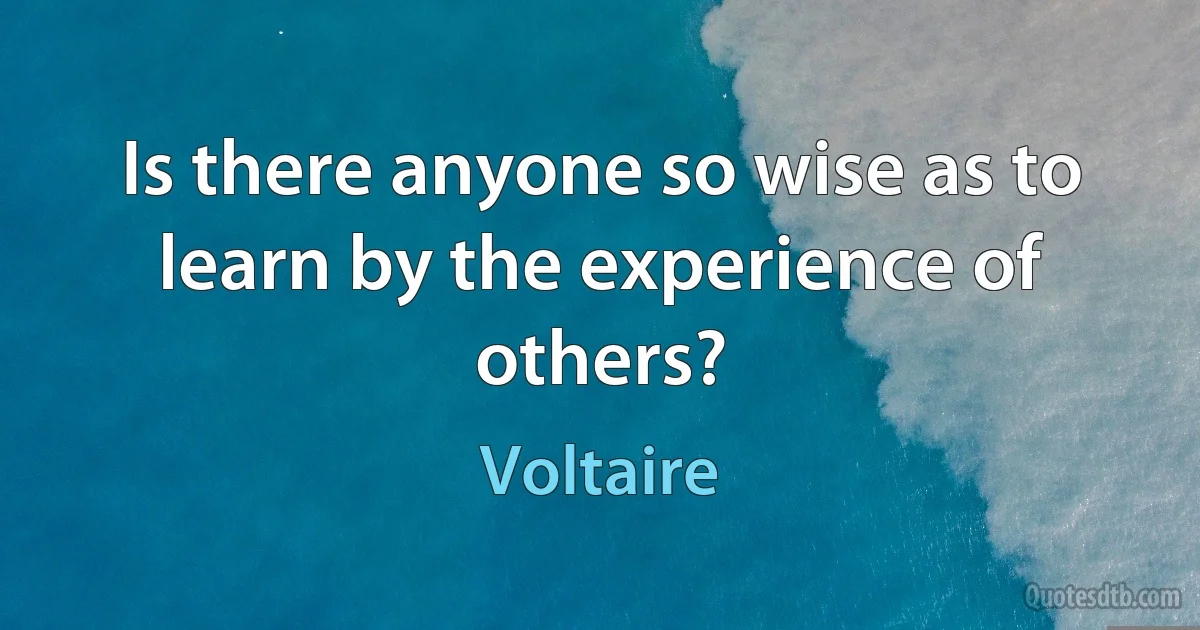 Is there anyone so wise as to learn by the experience of others? (Voltaire)