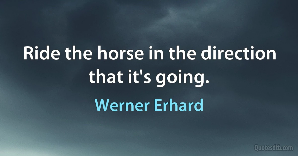 Ride the horse in the direction that it's going. (Werner Erhard)