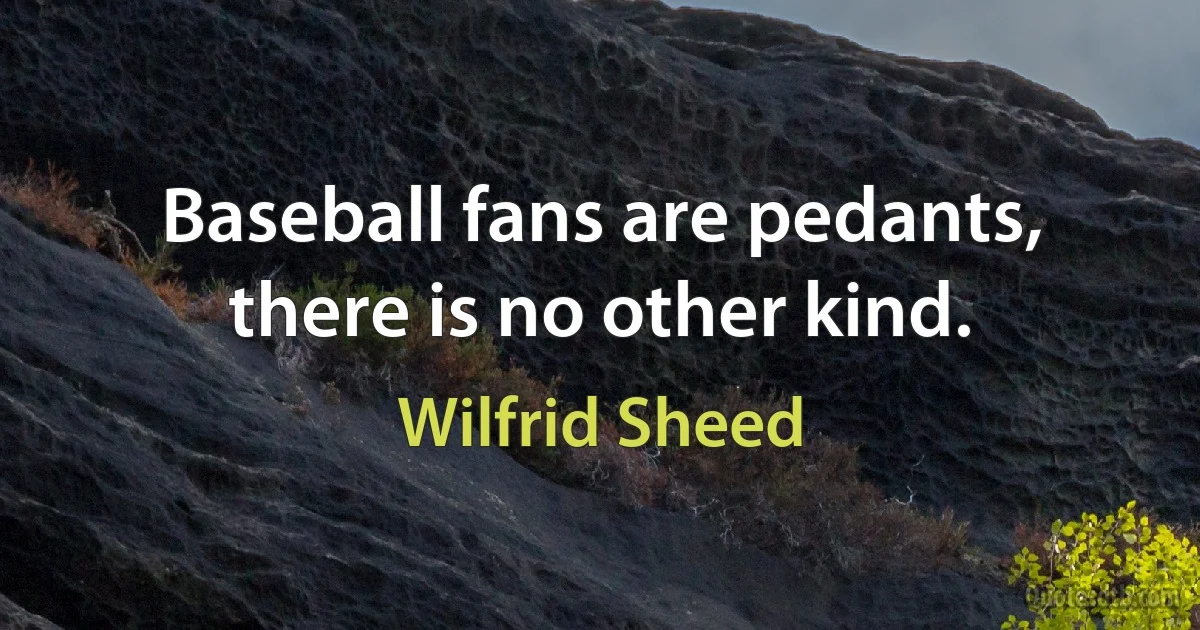 Baseball fans are pedants, there is no other kind. (Wilfrid Sheed)