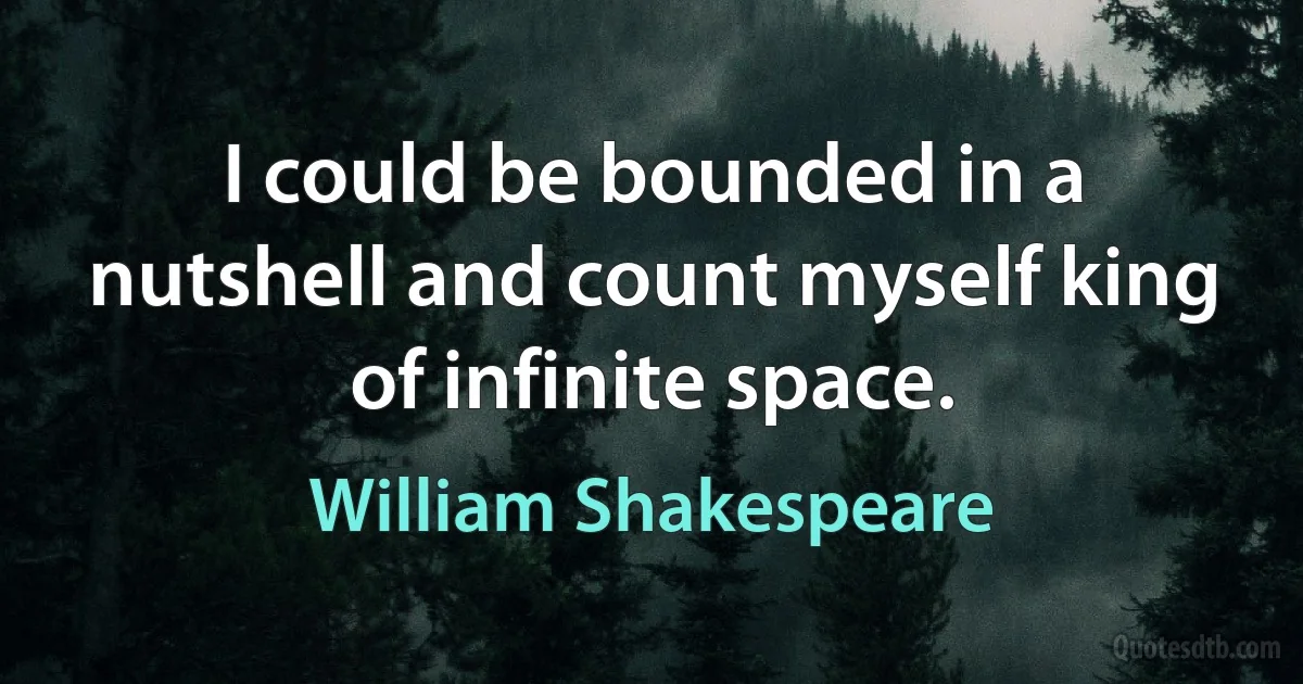 I could be bounded in a nutshell and count myself king of infinite space. (William Shakespeare)