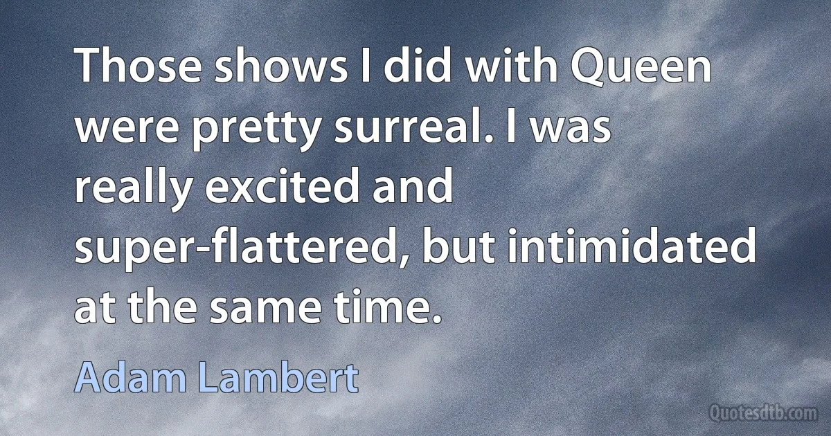 Those shows I did with Queen were pretty surreal. I was really excited and super-flattered, but intimidated at the same time. (Adam Lambert)