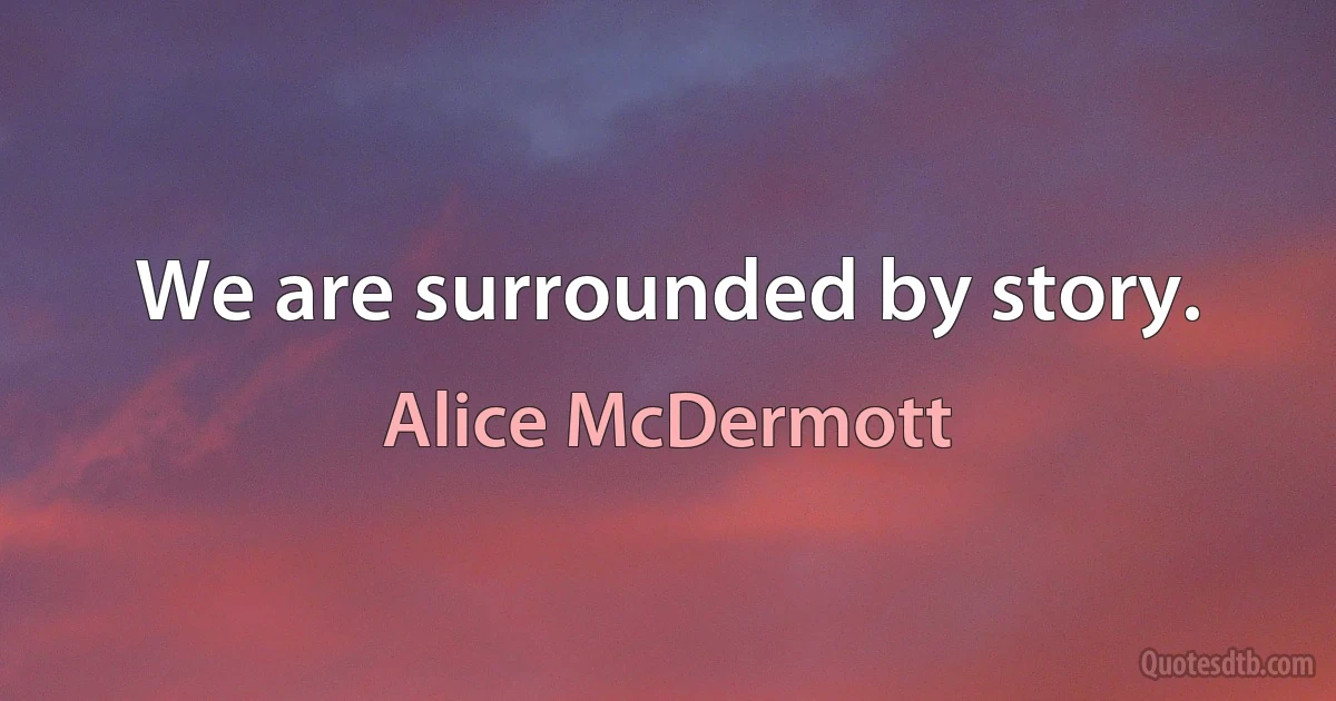 We are surrounded by story. (Alice McDermott)