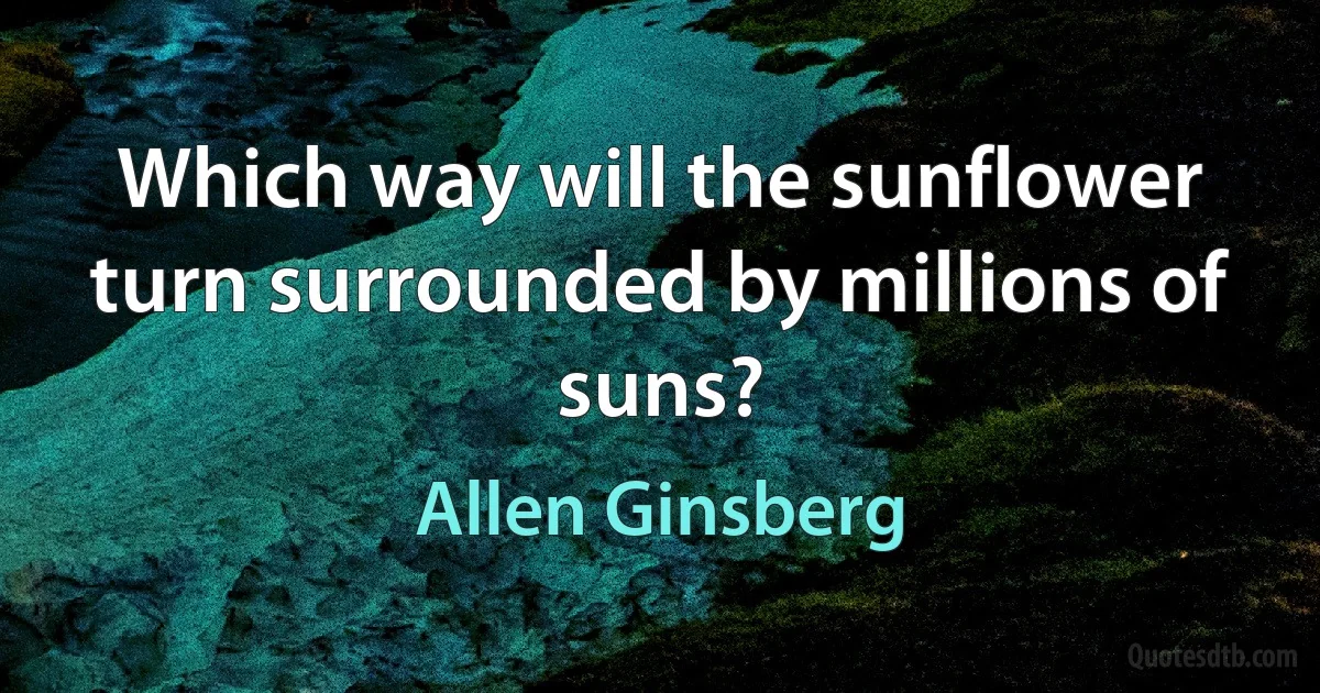 Which way will the sunflower turn surrounded by millions of suns? (Allen Ginsberg)