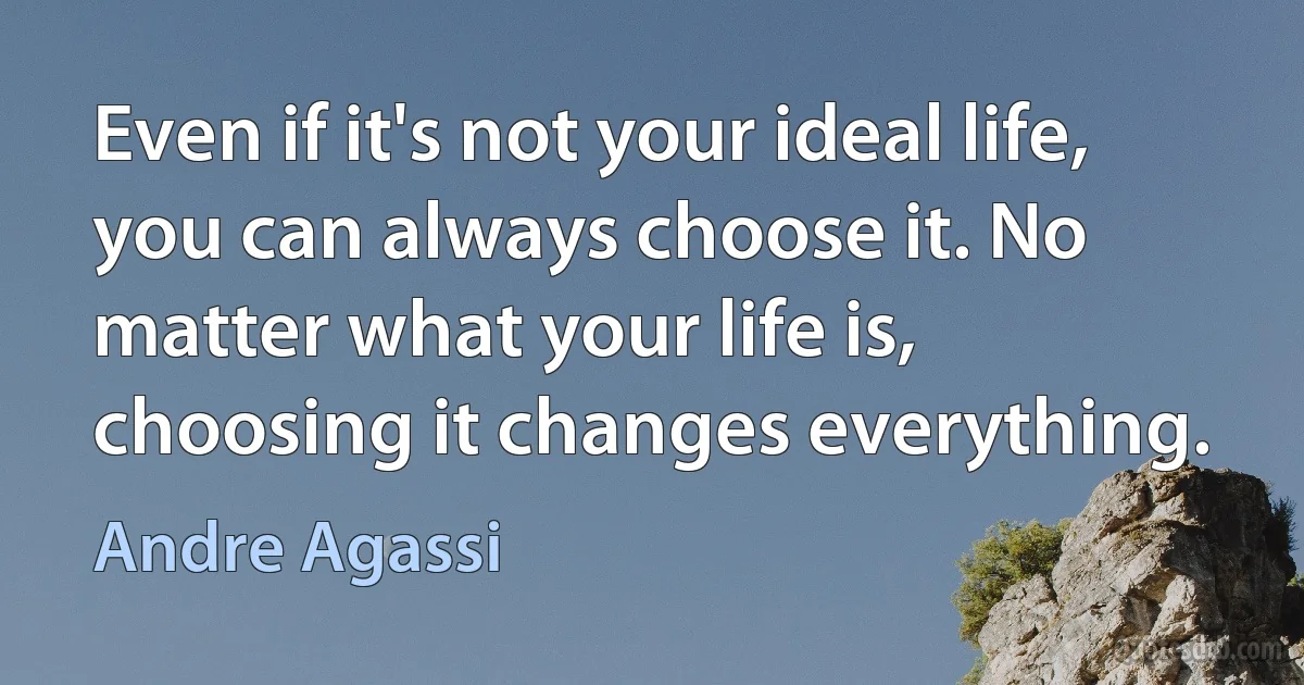 Even if it's not your ideal life, you can always choose it. No matter what your life is, choosing it changes everything. (Andre Agassi)