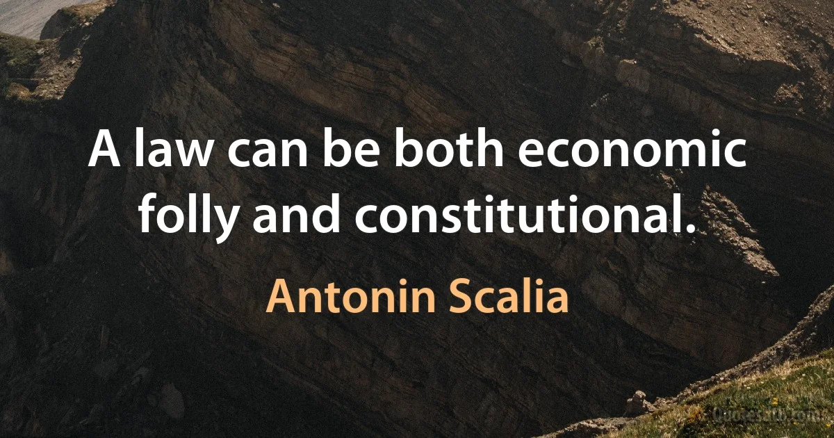 A law can be both economic folly and constitutional. (Antonin Scalia)