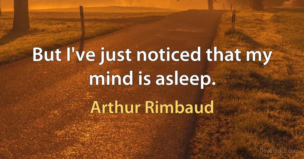 But I've just noticed that my mind is asleep. (Arthur Rimbaud)