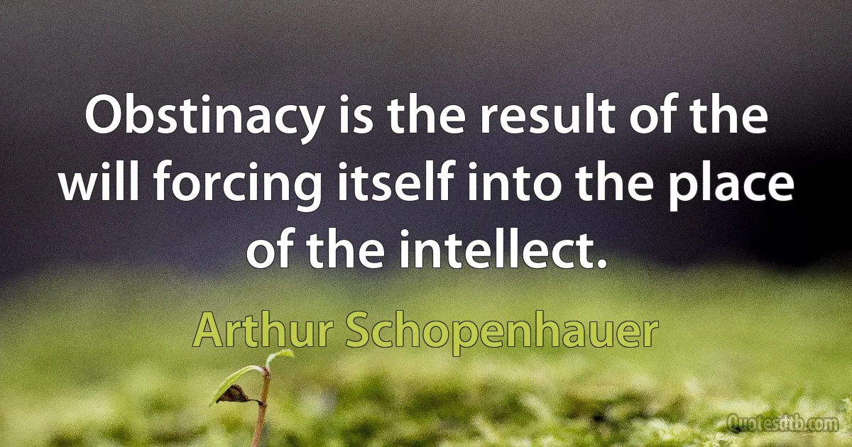 Obstinacy is the result of the will forcing itself into the place of the intellect. (Arthur Schopenhauer)