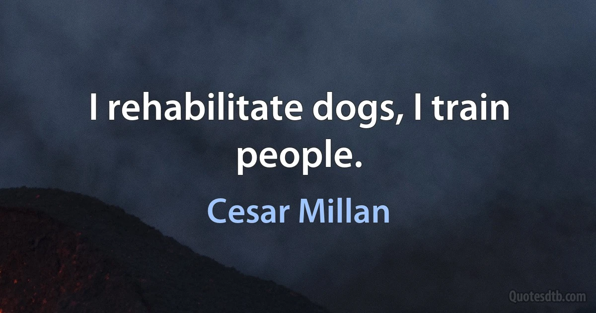 I rehabilitate dogs, I train people. (Cesar Millan)