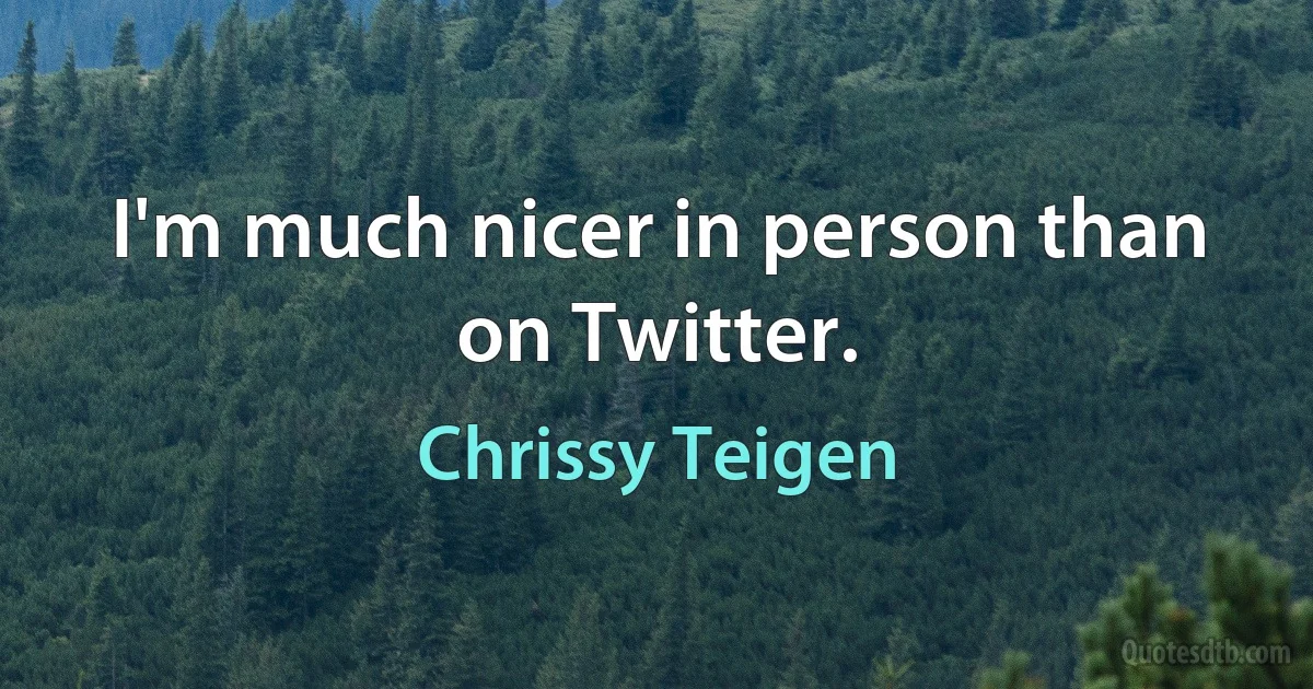 I'm much nicer in person than on Twitter. (Chrissy Teigen)