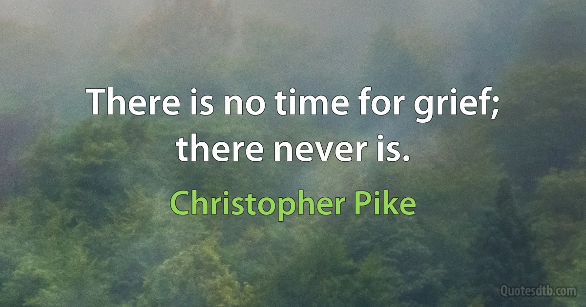 There is no time for grief; there never is. (Christopher Pike)