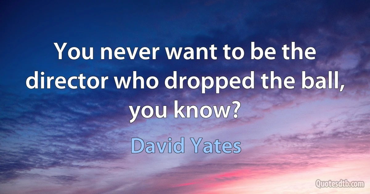 You never want to be the director who dropped the ball, you know? (David Yates)