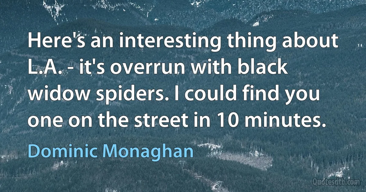 Here's an interesting thing about L.A. - it's overrun with black widow spiders. I could find you one on the street in 10 minutes. (Dominic Monaghan)