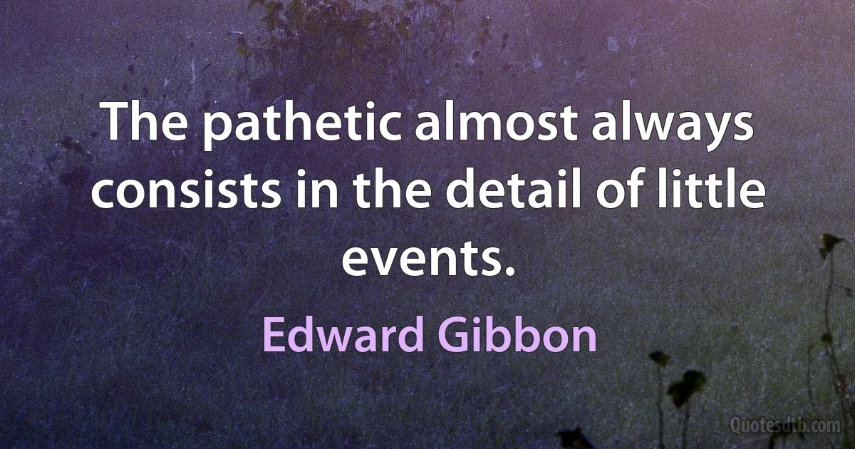 The pathetic almost always consists in the detail of little events. (Edward Gibbon)