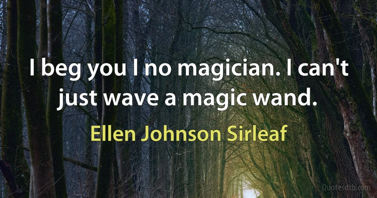 I beg you I no magician. I can't just wave a magic wand. (Ellen Johnson Sirleaf)