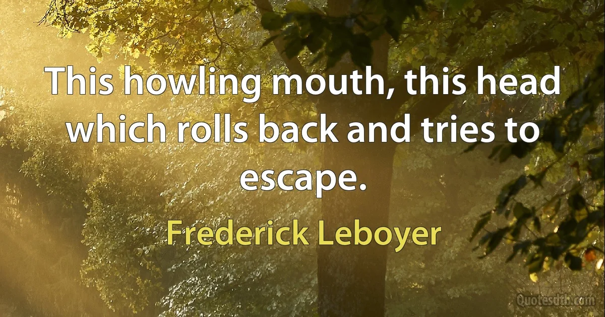 This howling mouth, this head which rolls back and tries to escape. (Frederick Leboyer)