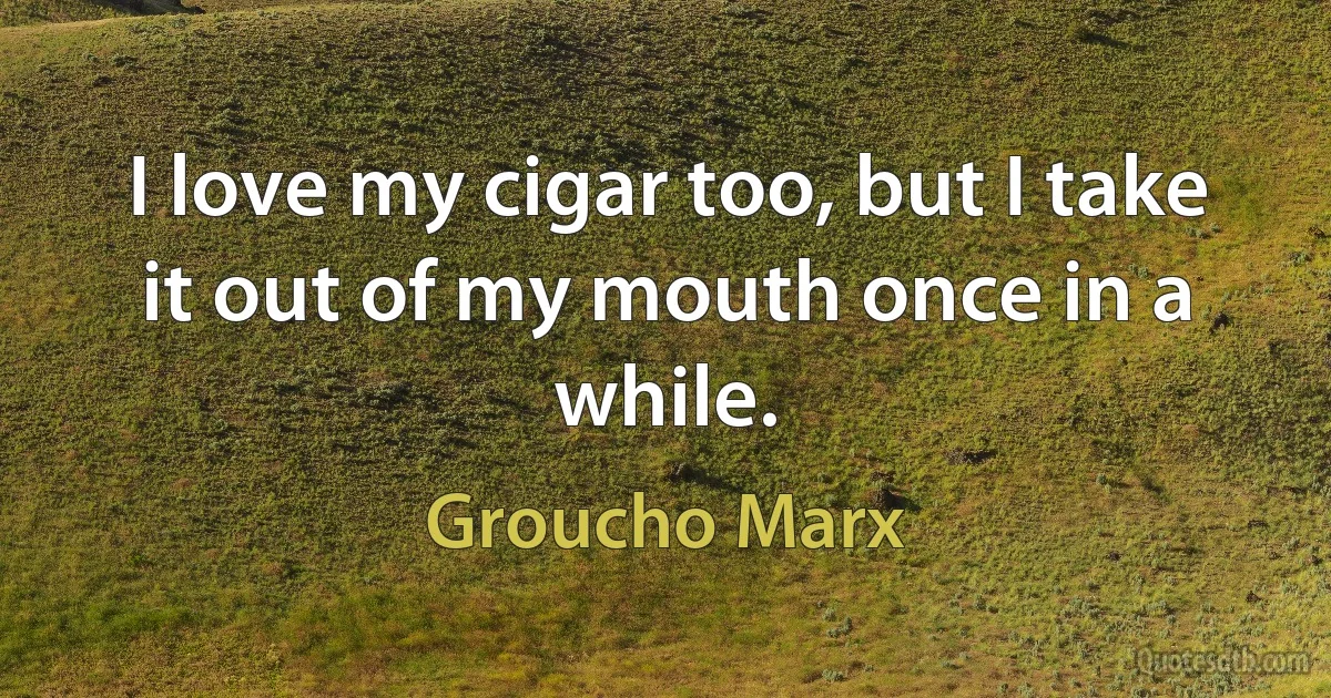 I love my cigar too, but I take it out of my mouth once in a while. (Groucho Marx)