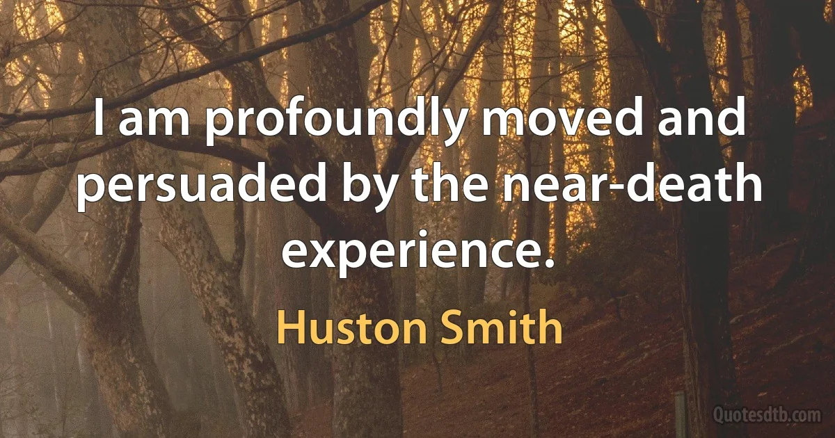 I am profoundly moved and persuaded by the near-death experience. (Huston Smith)