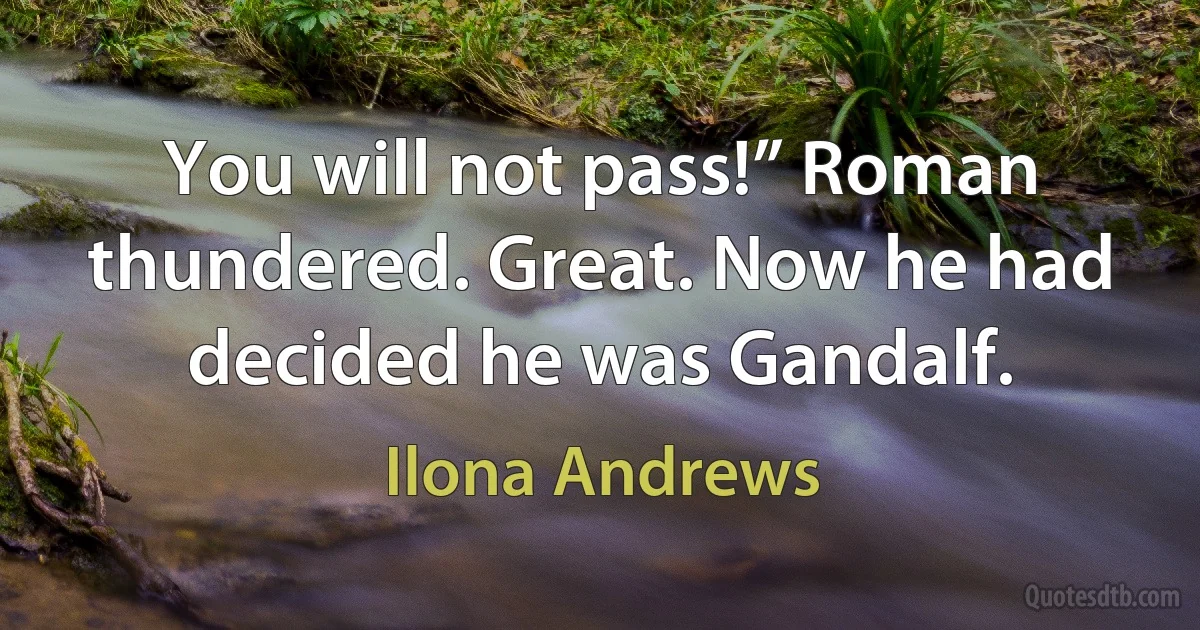 You will not pass!” Roman thundered. Great. Now he had decided he was Gandalf. (Ilona Andrews)