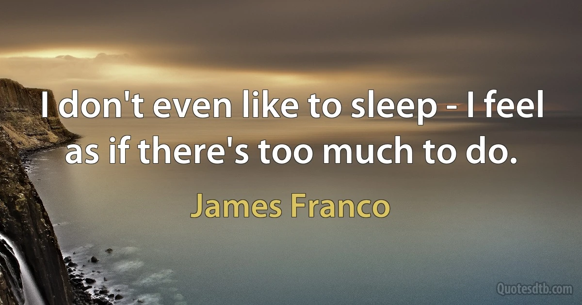 I don't even like to sleep - I feel as if there's too much to do. (James Franco)