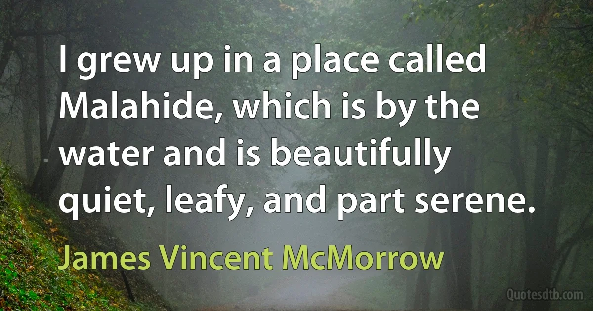 I grew up in a place called Malahide, which is by the water and is beautifully quiet, leafy, and part serene. (James Vincent McMorrow)