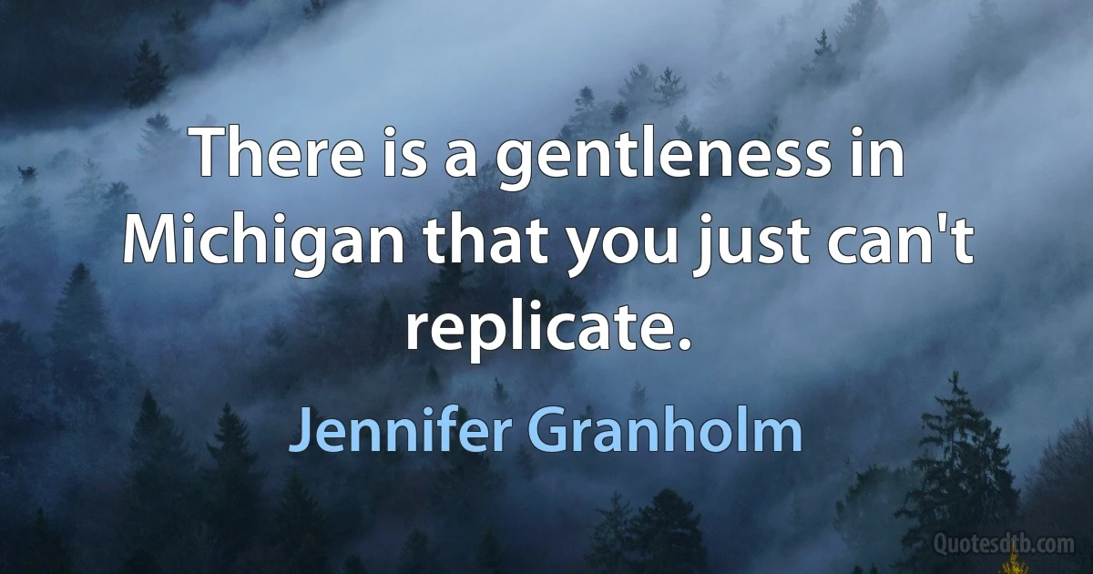 There is a gentleness in Michigan that you just can't replicate. (Jennifer Granholm)